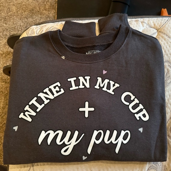 Mighty Fine Tops - Cropped Crew Neck “Wine in my Cup and my Pup”